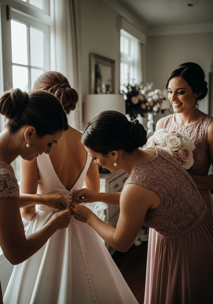 Bride getting ready bridal suite Seattle wedding