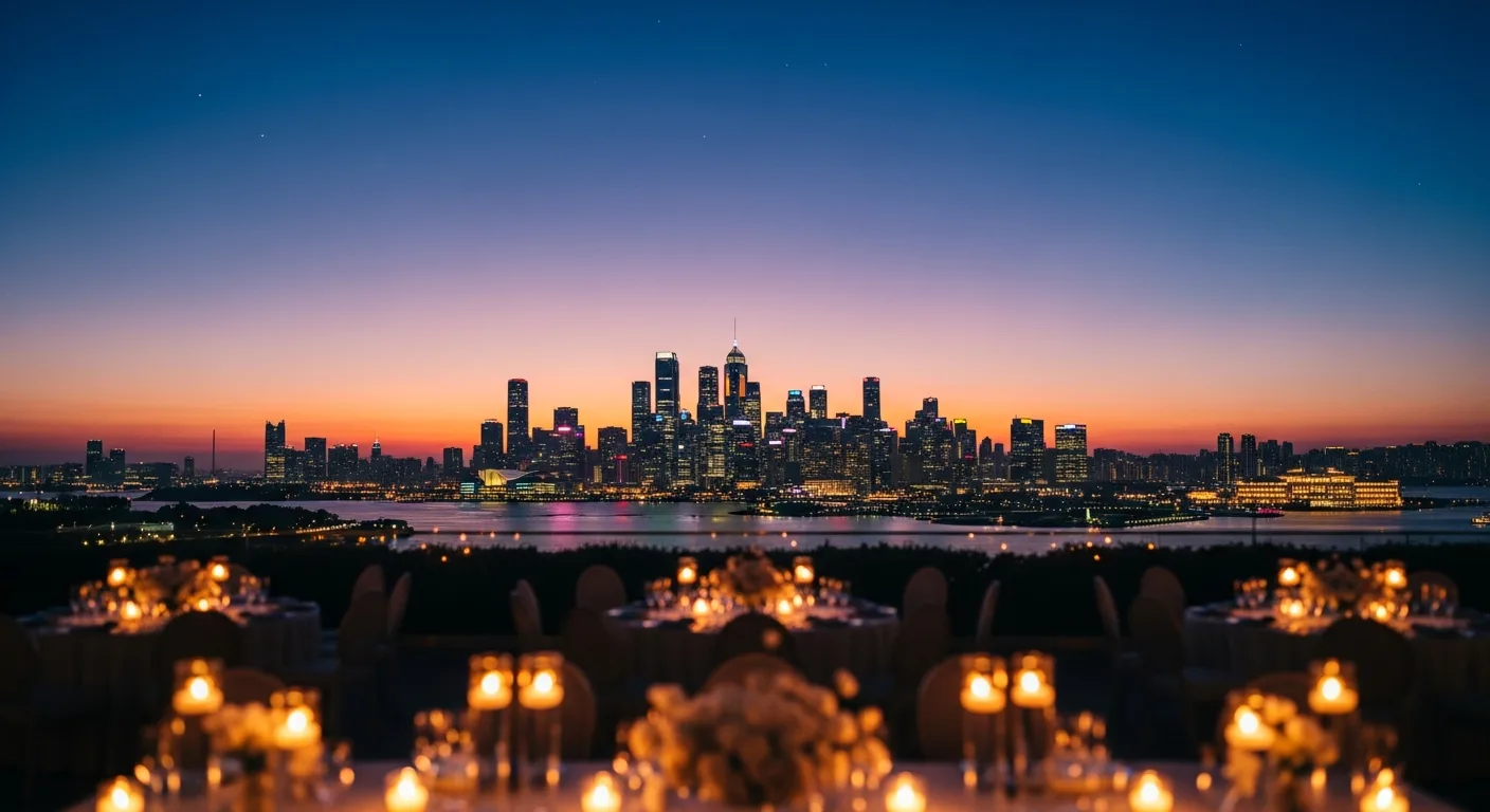 Seattle wedding venue at twilight